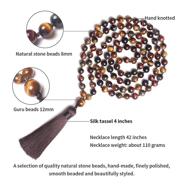 108 Mala Bead Necklace, Tibetan Prayer Beads in Natural Stone V1237-ZY-203-0351