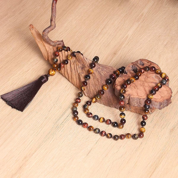 108 Mala Bead Necklace, Tibetan Prayer Beads in Natural Stone V1237-ZY-203-0351