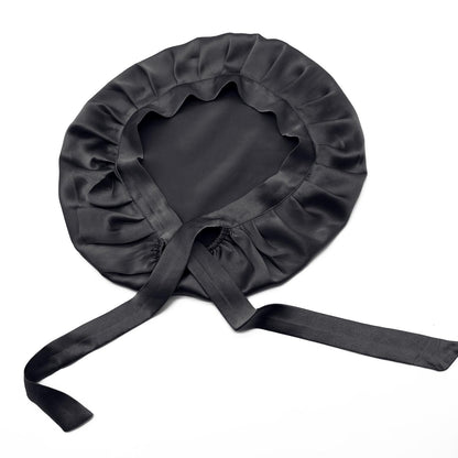 Sleeping Cap in Real Silk - Protects Hair While You Sleep black V1237-ZY-203-0369