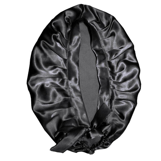 Sleeping Cap in Real Silk - Protects Hair While You Sleep black V1237-ZY-203-0369