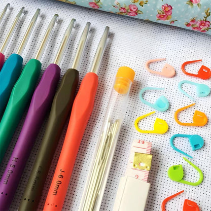 45-piece crochet set with needles, markers, tape measure - Knitting Kit Multicolor multicolor V1237-ZY-203-0375