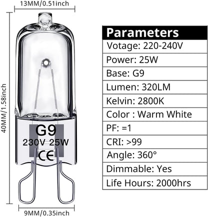G9 halogen bulbs 28W, 230V, 10-pack 28W 28W V1237-ZY-203-0399