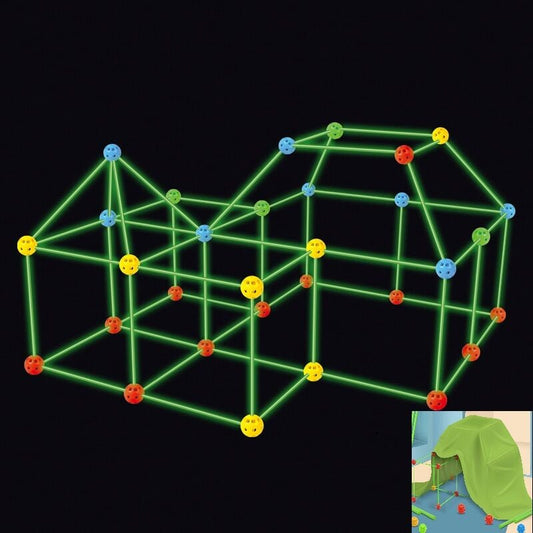 174 Pieces Plus a Tent Building Kit for Kids Glow in the Dark Air Fort Building Toys (The color of the ball V1237-ZY-203-0435