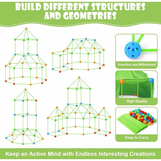 174 Pieces Plus a Tent Building Kit for Kids Glow in the Dark Air Fort Building Toys (The color of the ball V1237-ZY-203-0435