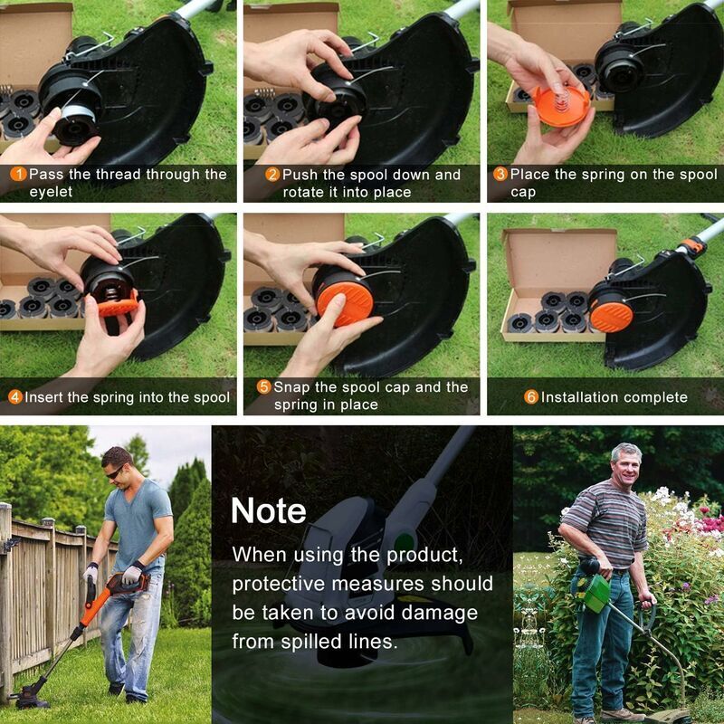 Trimmer Line Spool Pack with 1 Spool Cover and 1 Spring, Trimmer Line Spool for Black and Decker Trimmers V1237-ZY-203-0461