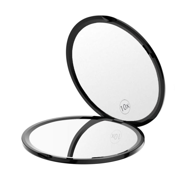 10x Magnification Compact Double-Sided Mirror - Black V1237-ZY-203-0463