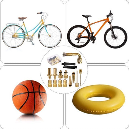 15 pcs Bicycle Valve Adapter Set Reducing Nozzles Tire Pump Adapter Set Ball Pump Needle Universal. V1237-ZY-203-0470