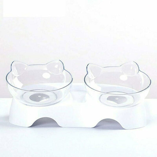 Double Cat Bowls, Orthopedic Pet Bowl Anti-vomiting, Cat Food Bowl Water Bowl Dog Bowl, Angled Cat Bowl V1237-ZY-203-0475