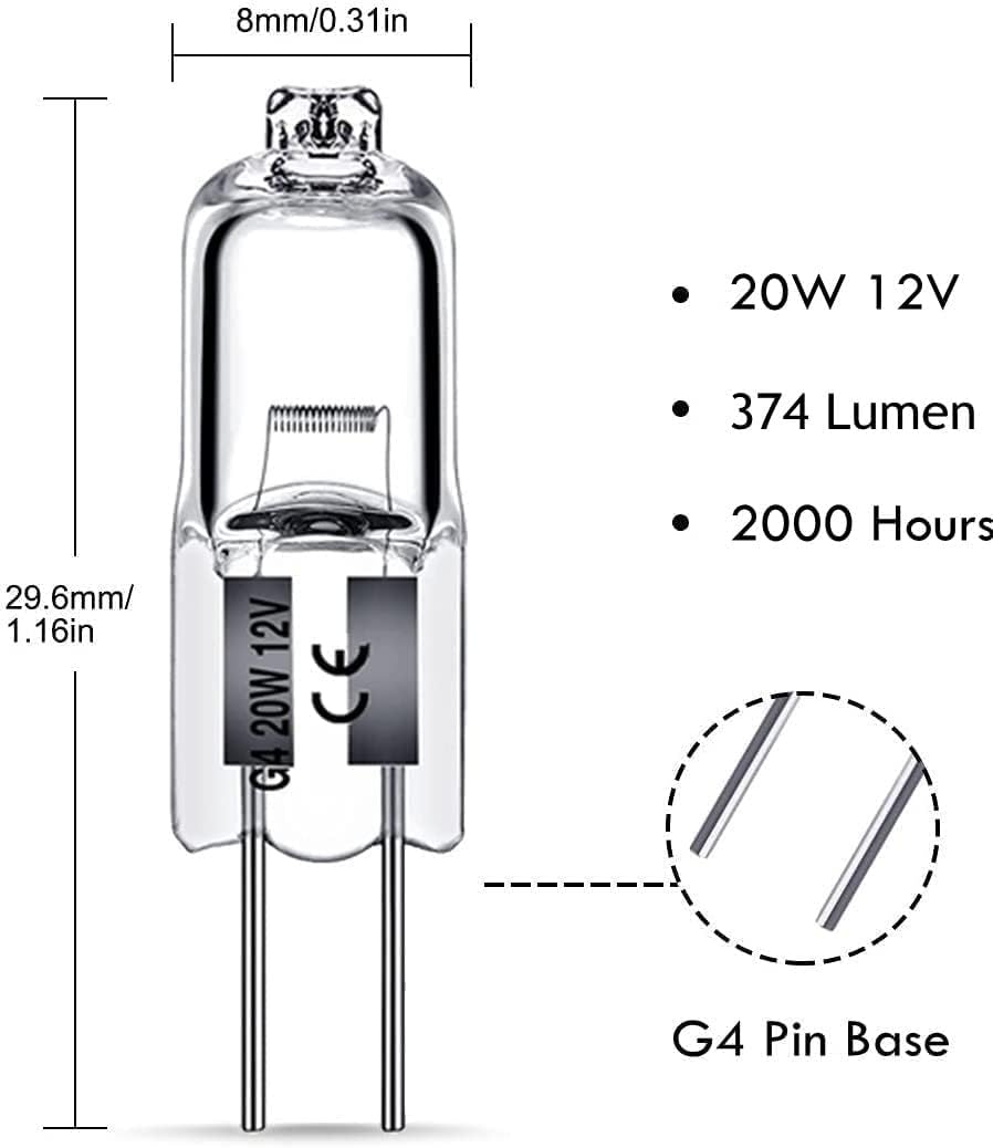 G4 halogen lamps 10W 12V - Warm white - 12 pcs 10W 12pcs 10W 12pcs V1237-ZY-203-0494