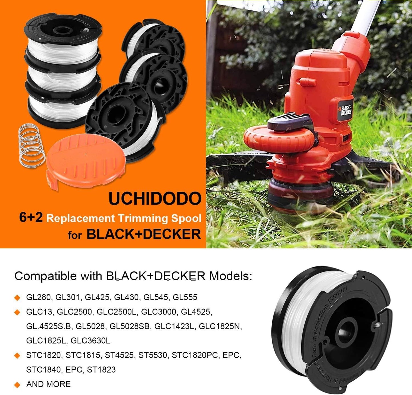 Trimmer Line Spool for Black and Decker Trimmers, 6 Trimmer Line-Xin V1237-ZY-203-0496