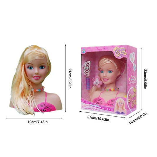 Makeup Pretend Play Set for Kids 17 Pcs Hairdresser Styling Head Doll Makeup Toy Educational Toy Gift for V1237-ZY-203-0504