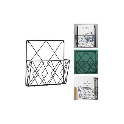 Wall Mounted Newspaper Holder Newspaper Shelf Storage Rack Black Draw V1237-ZY-203-0508