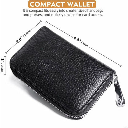 Credit Card Holder RFID Blocking Genuine Leather Mini Credit Card Case with Zipper V1237-ZY-203-0518