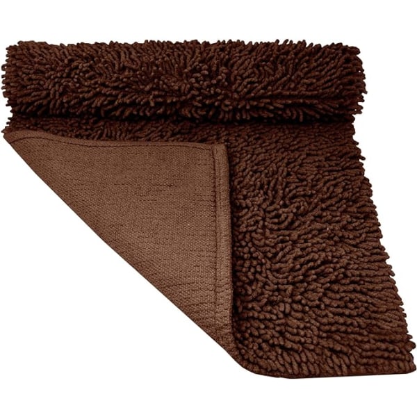 Bathroom Mat Chenille Dark Brown, Fluffy Bathroom Mat (50 x 80 cm) Coffee V1237-ZY-203-0572