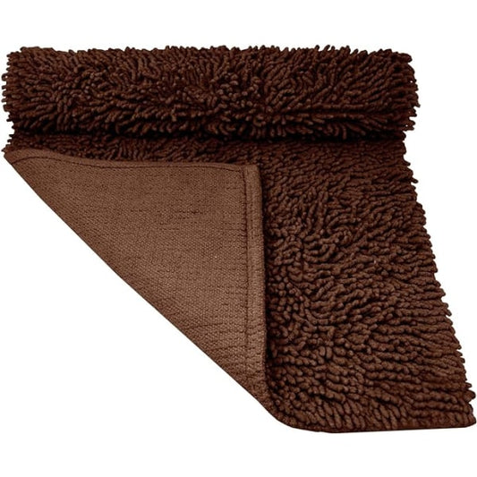 Bathroom Mat Chenille Dark Brown, Fluffy Bathroom Mat (50 x 80 cm) Coffee V1237-ZY-203-0572