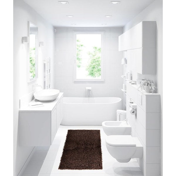 Bathroom Mat Chenille Dark Brown, Fluffy Bathroom Mat (50 x 80 cm) Coffee V1237-ZY-203-0572