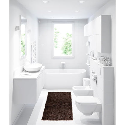 Bathroom Mat Chenille Dark Brown, Fluffy Bathroom Mat (50 x 80 cm) Coffee V1237-ZY-203-0572