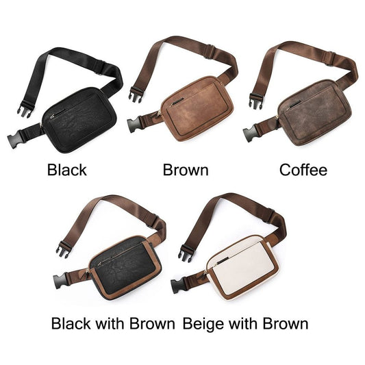Women's PU Leather Belt Bag Crossbody Waist Bag Travel Shoulder Bags Black V1237-ZY-203-0612