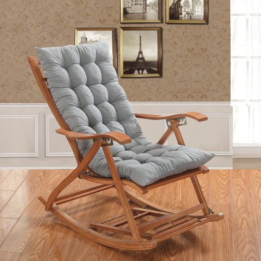 Long Folding Lounger Rocking Chair Cotton Cushion Plush Pillow Bamboo Chair Cushion Grey 48x120cm V1237-ZY-203-0620