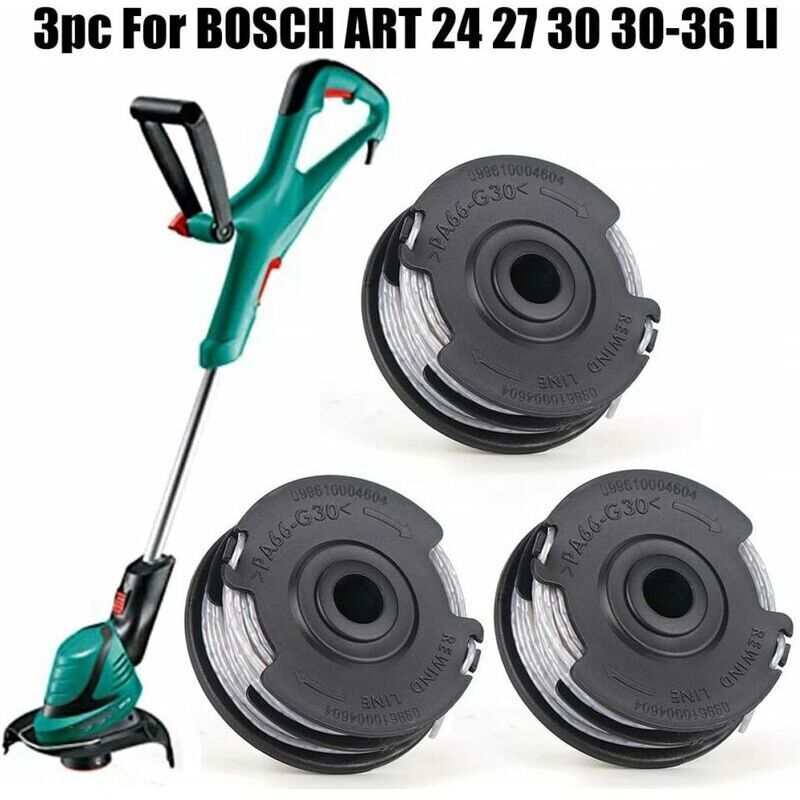 Set of 3 spools for Bosch grass trimmer Art 24 27 30 30-36 Li 18 M 1.65 mm. V1237-ZY-203-0641