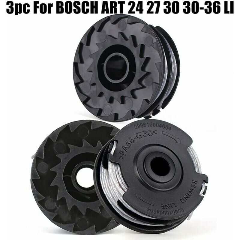 Set of 3 spools for Bosch grass trimmer Art 24 27 30 30-36 Li 18 M 1.65 mm. V1237-ZY-203-0641