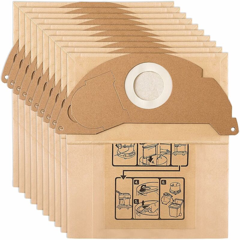 10 Replacement Filter Bags for Karcher WD2 MV2 6.904-322.0 WD2250 A2004 A2054 Vacuum Cleaner V1237-ZY-203-0665