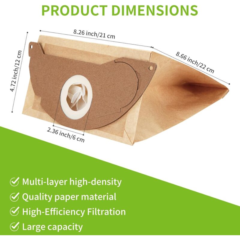 10 Replacement Filter Bags for Karcher WD2 MV2 6.904-322.0 WD2250 A2004 A2054 Vacuum Cleaner V1237-ZY-203-0665