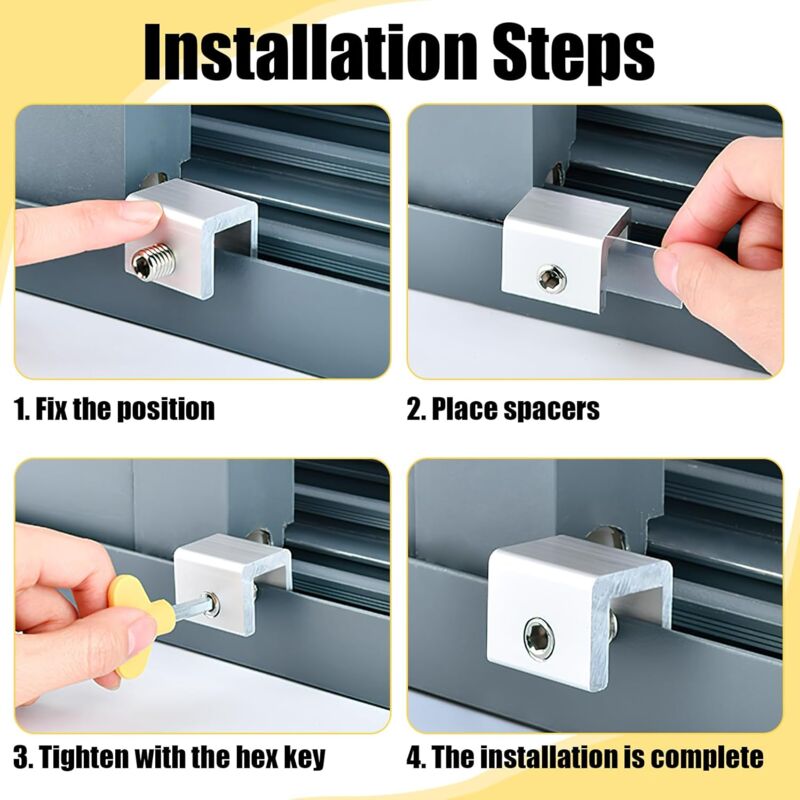 Sliding Window Locks, 4pcs Sliding Window Locks, Adjustable Window Lock for Sliding Doors - Reinforced V1237-ZY-203-0687