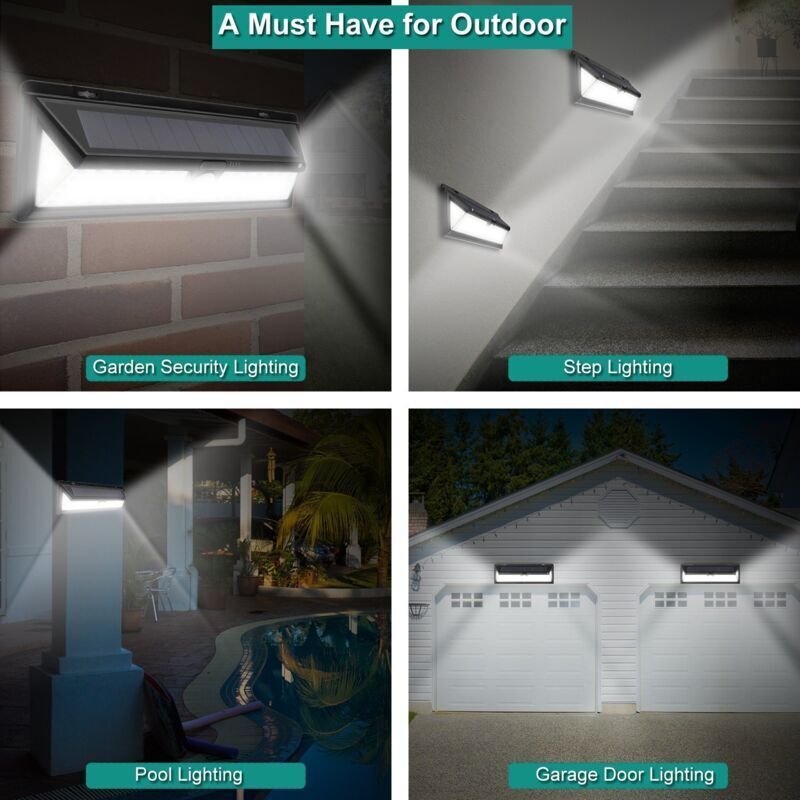 Solar Wall Light - 118 LED Solar Lamp 1000 Lumen Wall Light PIR Motion Sensor IP65 Waterproof Outdoor V1237-ZY-203-0695