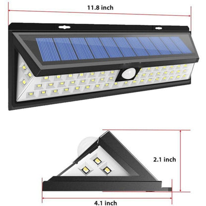 Solar Wall Light - 118 LED Solar Lamp 1000 Lumen Wall Light PIR Motion Sensor IP65 Waterproof Outdoor V1237-ZY-203-0695