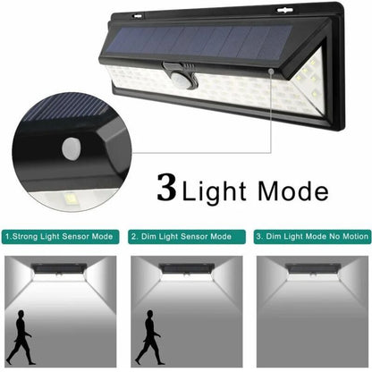 Solar Wall Light - 118 LED Solar Lamp 1000 Lumen Wall Light PIR Motion Sensor IP65 Waterproof Outdoor V1237-ZY-203-0695