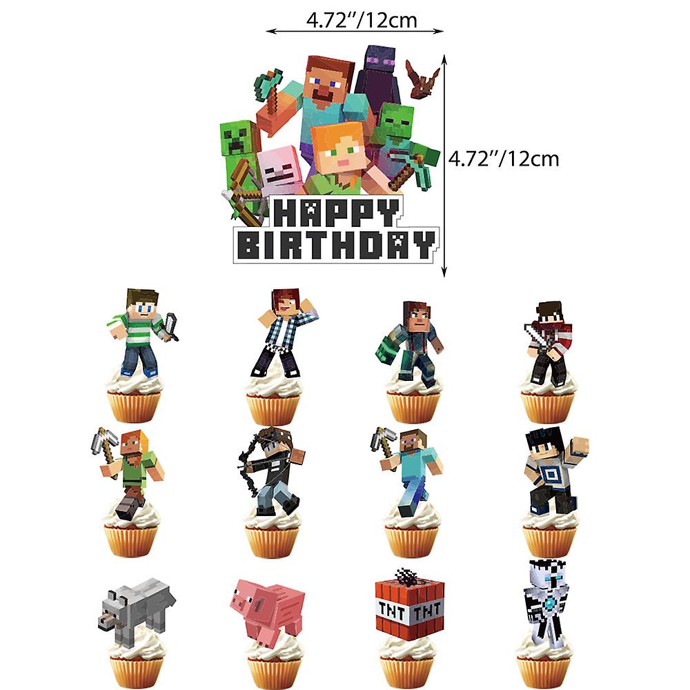 Minecraft themed birthday party balloons banner cake decorations - max V1237-ZY-203-0710
