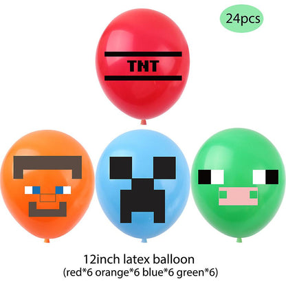 Minecraft themed birthday party balloons banner cake decorations - max V1237-ZY-203-0710