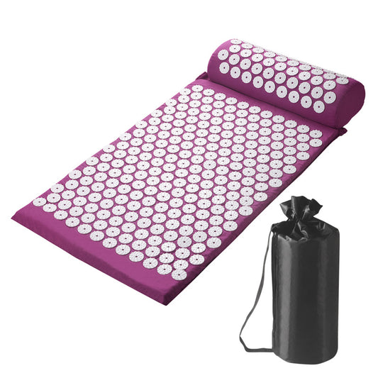 Acupressure Mat and Pillow Set with Bag Acupuncture Mat for Neck and Back Pain, Muscle Relaxation Stress V1237-ZY-203-0727