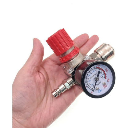 1/4"" Pressure Reducer for Compressed Air, Pressure Reducer, 4 Holes with Gauge for Compressor V1237-ZY-203-0753