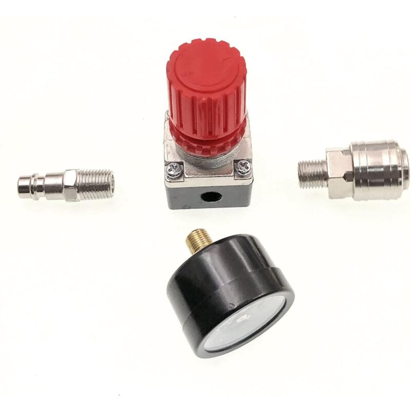 1/4"" Pressure Reducer for Compressed Air, Pressure Reducer, 4 Holes with Gauge for Compressor V1237-ZY-203-0753