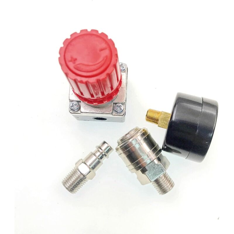 1/4"" Pressure Reducer for Compressed Air, Pressure Reducer, 4 Holes with Gauge for Compressor V1237-ZY-203-0753