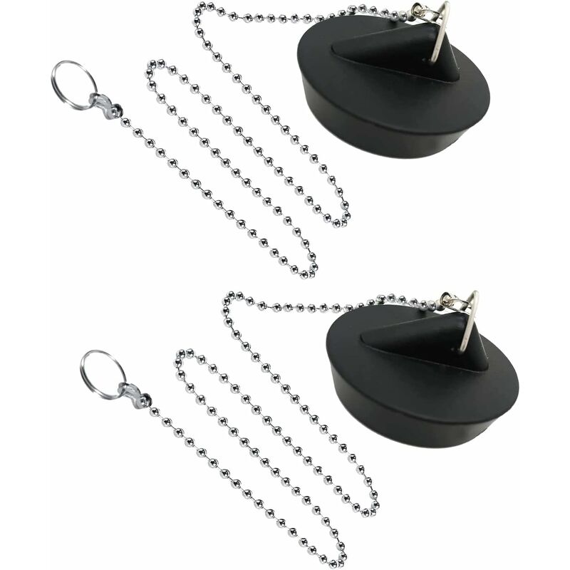Rubber Sink Stopper with Ball Chain, Universal Stainless Steel Sink Stopper with Hook for Sink or Bathtub V1237-ZY-203-0780