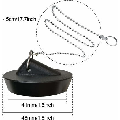 Rubber Sink Stopper with Ball Chain, Universal Stainless Steel Sink Stopper with Hook for Sink or Bathtub V1237-ZY-203-0780