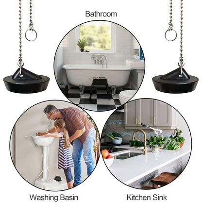 Rubber Sink Stopper with Ball Chain, Universal Stainless Steel Sink Stopper with Hook for Sink or Bathtub V1237-ZY-203-0780