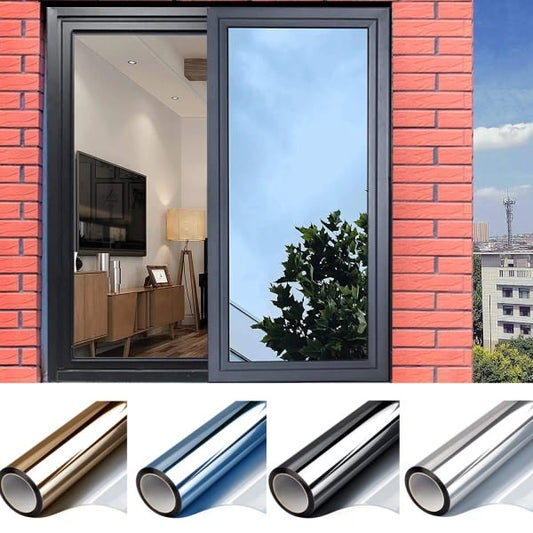 One-way mirror film Window film Sun protection Glass sticker - Special offer - Black Silver 40x300 cm V1237-ZY-203-0784