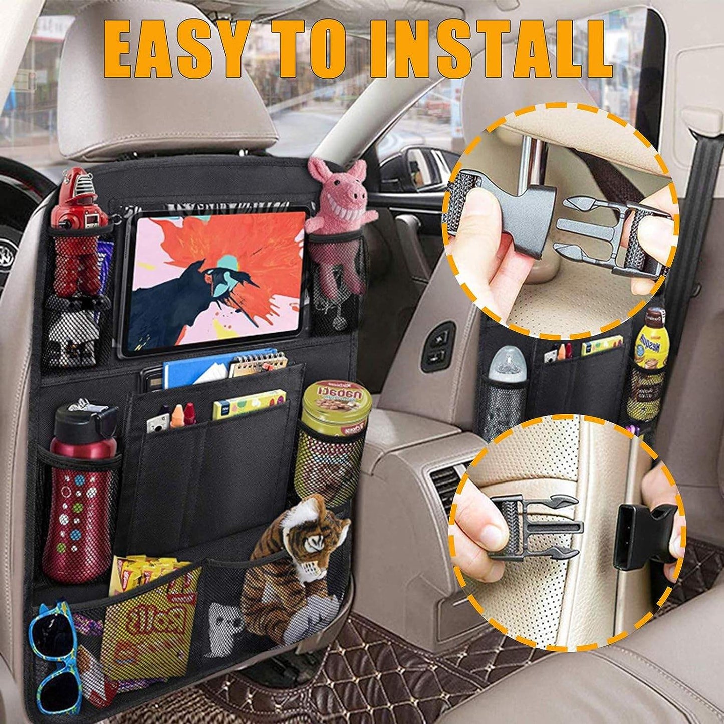 2-PACK Universal car back seat mobile/tablet multiple holders Black Black Black V1237-ZY-203-0839