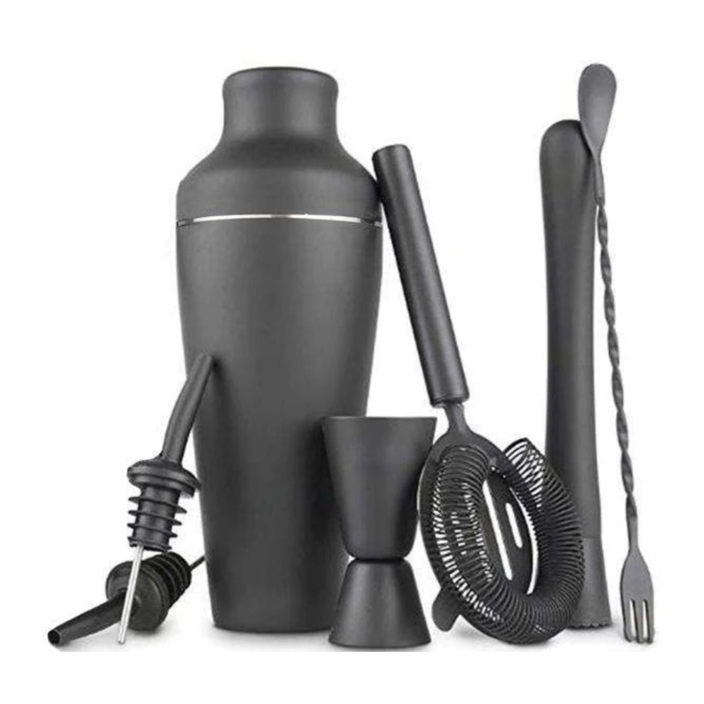 Cocktail Shaker Set - Matte Black - Stainless Steel Black Black V1237-ZY-203-0850