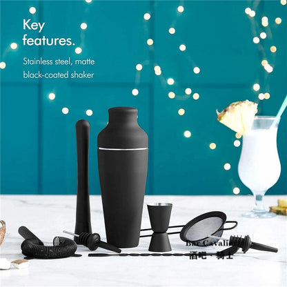 Cocktail Shaker Set - Matte Black - Stainless Steel Black Black V1237-ZY-203-0850