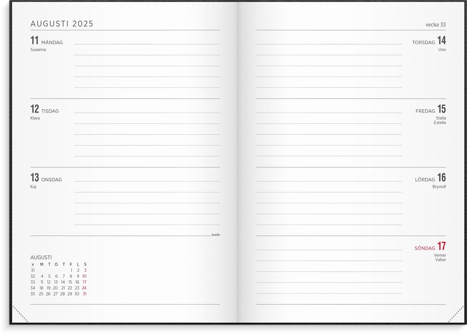 Calendar 2025 Senator A5 Vega black V1237-ZY-203-0890
