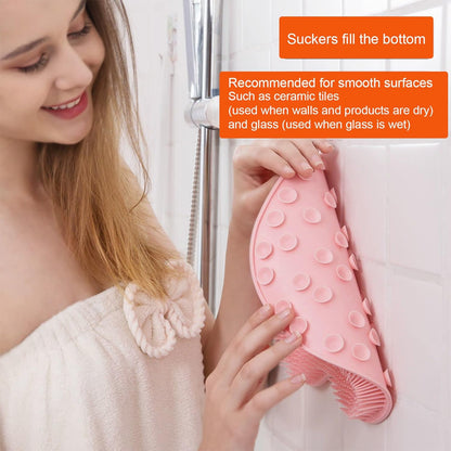 2-Pack Shower Scrubber for Back and Feet, Wall-Mounted Silicone Back Scrubber, Bath Massage Cushion Brush V1237-ZY-203-0922