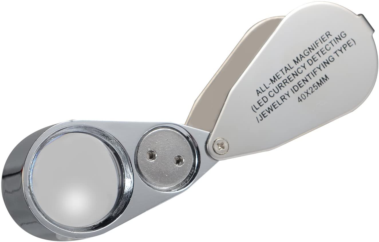 Jewelers Loupe 40X Magnification Metal Foldable Loupe with LED & UV Light V1237-ZY-203-0932
