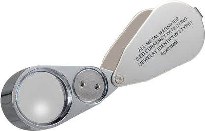 Jewelers Loupe 40X Magnification Metal Foldable Loupe with LED & UV Light V1237-ZY-203-0932