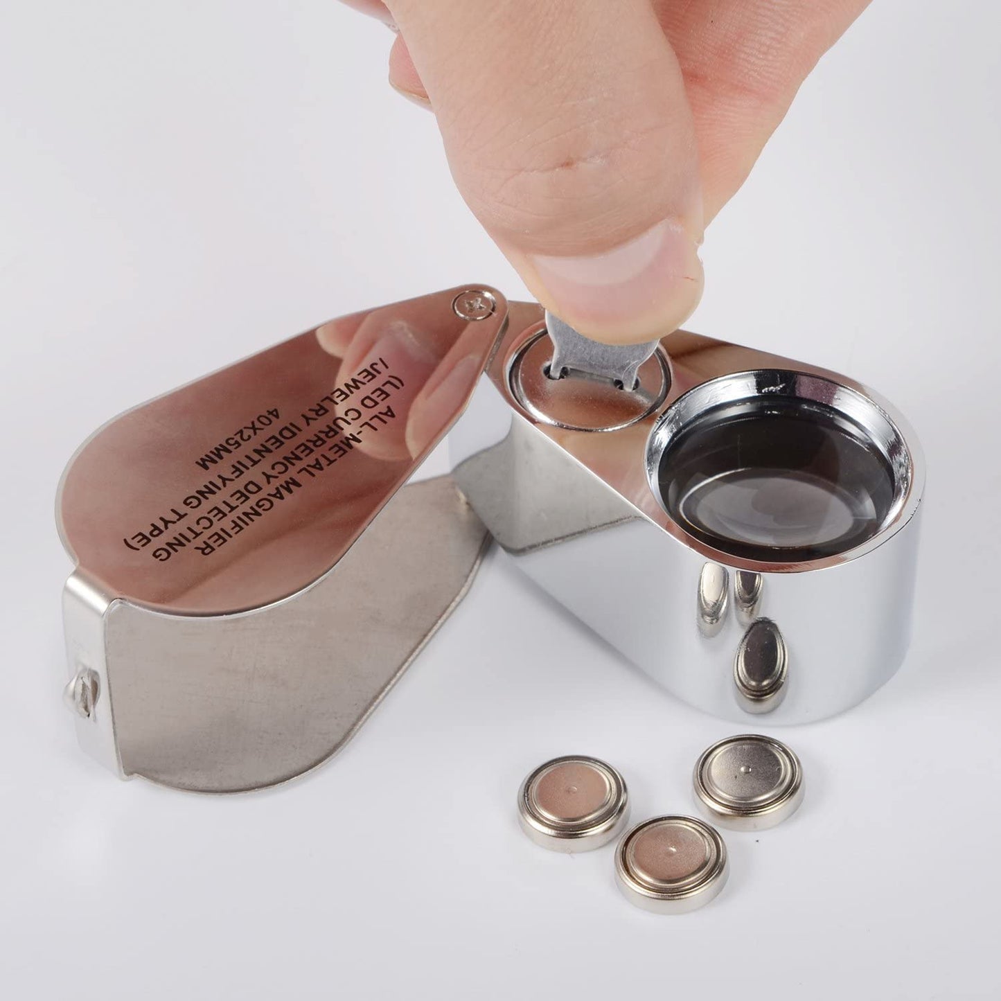 Jewelers Loupe 40X Magnification Metal Foldable Loupe with LED & UV Light V1237-ZY-203-0932