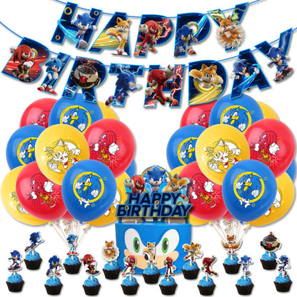 Sonic Birthday Theme Party Decoration Cartoon Drag Flag Insert Balloon Set D V1237-ZY-203-0991